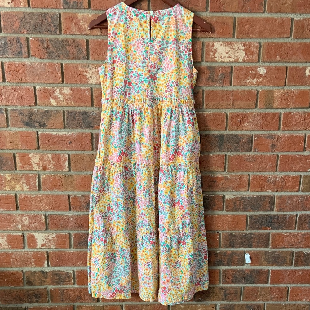 J. Crew Factory Yellow Multicolor Floral Sleeveless Cotton Dress - Picture 8 of 10